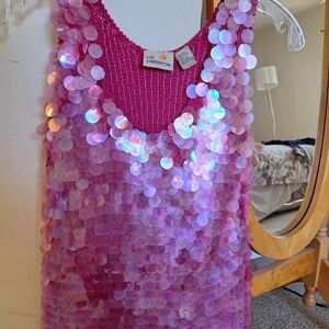 Pink Sequin Tank Top